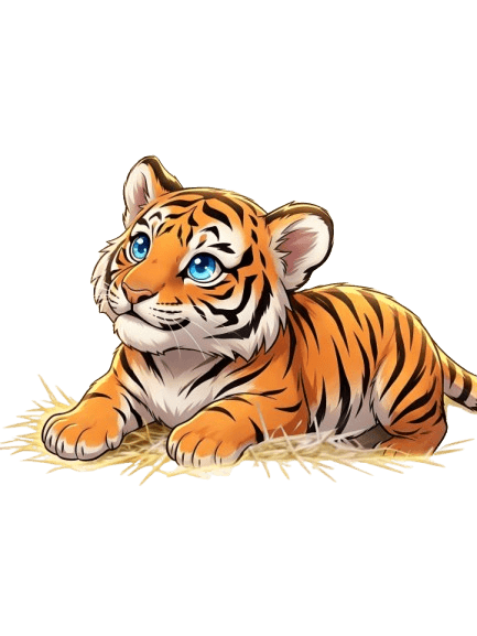 RINA — stylized Sumatran tiger cub mascot